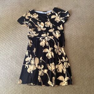 Reborn XL black dress with a yellow floral print